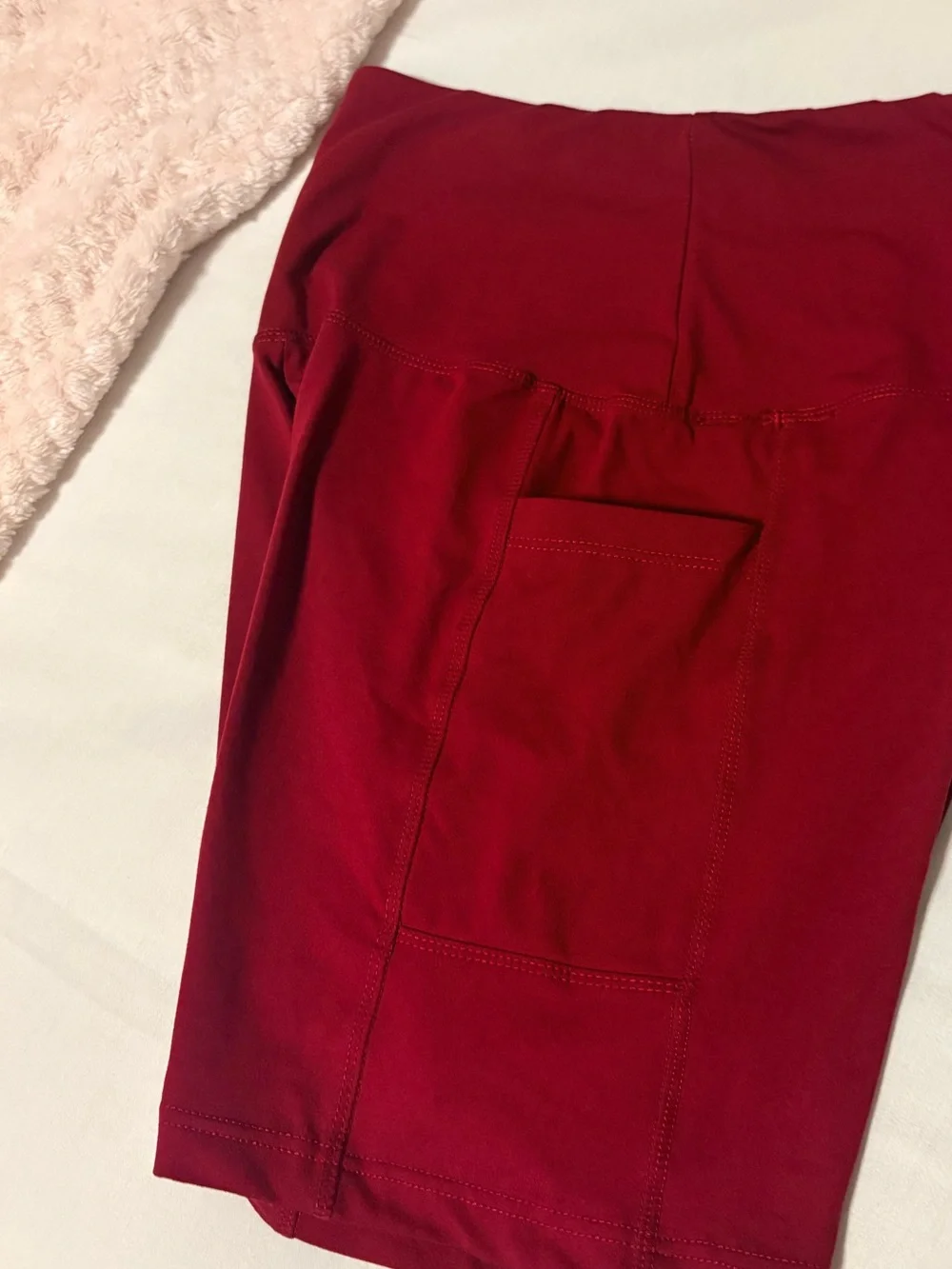 Amazon Women's High-Waist Bike Shorts in Burgundy